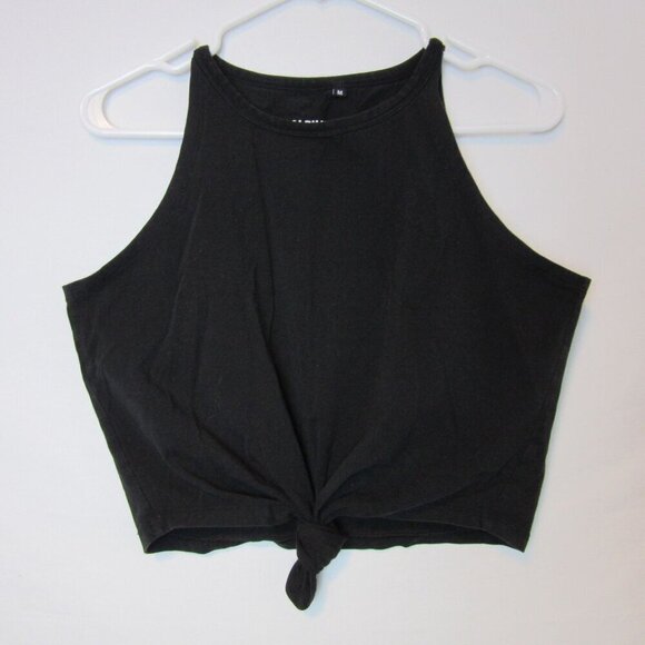 Alphalete Tank Top Womens Medium Black Tie Front Cropped - Picture 1 of 5